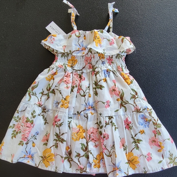 Janie and Jack Flower Dress Cotton Pink Floral Rose Flared Dress Girls 12/18 M - Picture 5 of 10